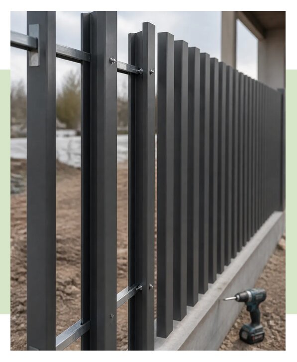 Монтаж П образного металлического штакетника в Волгодонске